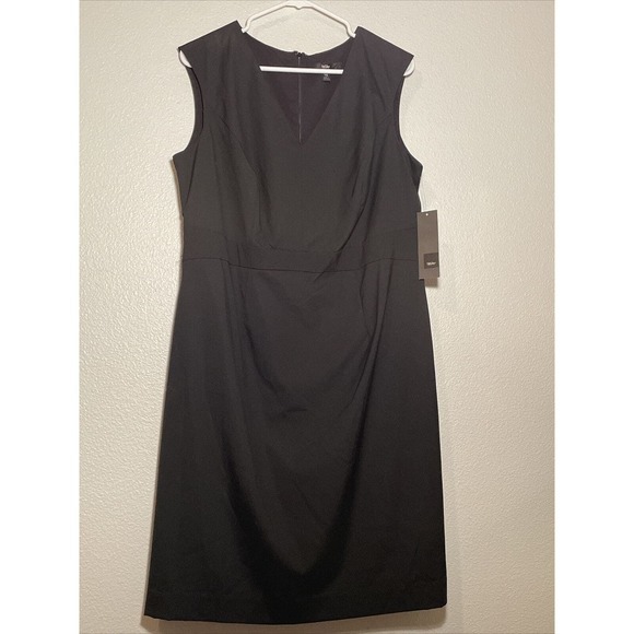 MOSSIMO SLEEVELESS BLACK DRESS LINED V-NECK KNEE LENGTH WOMENS SIZE 16 NWT - Picture 1 of 6